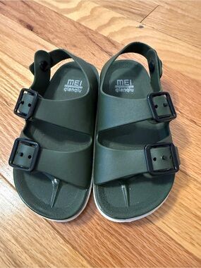 Kids' Olive Green Double-Buckle Sandals